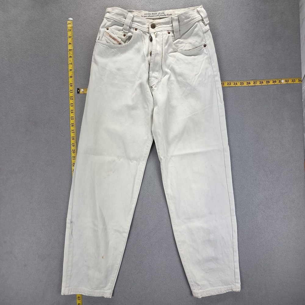 Vintage Diesel Jeans Mens White Saddle Relaxed Tapered Made in Italy Fits 27x30